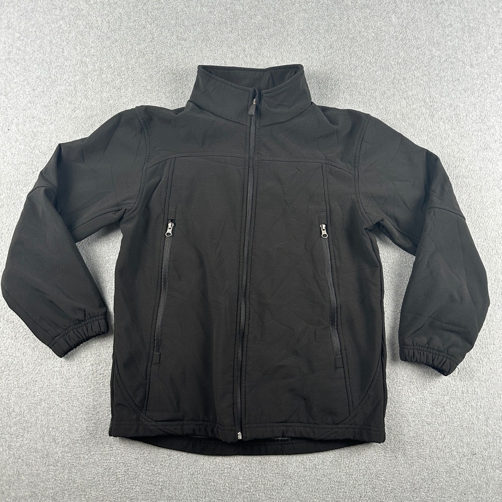 Cherokee Jacket Boys L 10/12 Black Softshell Full Zip Fleece Lined Authentic